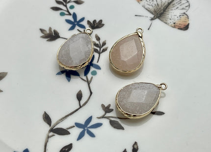 Gemstone Teardrop Shape Charms for Necklace, Lapis, Rose Quartz, Aventurine Gemstone Pendant for Jewelry Making, 14x23 mm, One Piece #CR0048