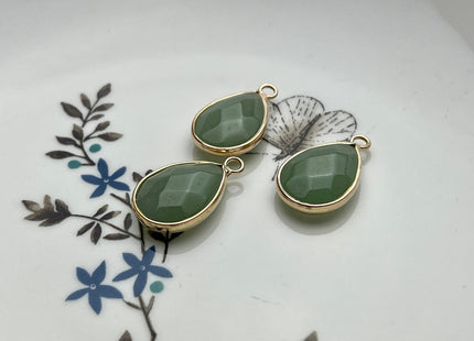 Gemstone Teardrop Shape Charms for Necklace, Lapis, Rose Quartz, Aventurine Gemstone Pendant for Jewelry Making, 14x23 mm, One Piece #CR0048