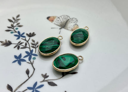 Gemstone Oval Shape Charms for Necklace, Jade, Onyx, Malachite, Jasper Gemstone Pendant for Jewelry Making, 14x23 mm, One Piece #CR0049
