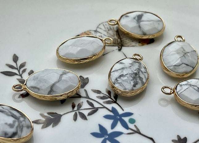 Gemstone Oval Shape Charms for Necklace, Jade, Onyx, Malachite, Jasper Gemstone Pendant for Jewelry Making, 14x23 mm, One Piece #CR0049