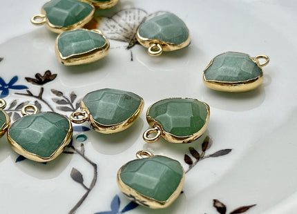 Gemstone Heart Shape Charms for Necklace, Tiger Eye, Aventurine, Jasper, Gemstone Pendant for Jewelry Making, 14x18 mm, Two Pieces #CR0050