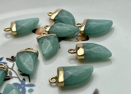 Gemstone Shark Tooth Horn Shape Charms for Necklace, Jade Lapis Labradorite Gemstone Pendant for Jewelry Making, 10x20 mm, One Piece #CR0051