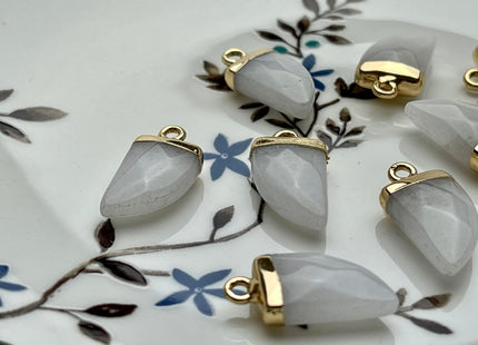 Gemstone Shark Tooth Horn Shape Charms for Necklace, Jade Lapis Labradorite Gemstone Pendant for Jewelry Making, 10x20 mm, One Piece #CR0051