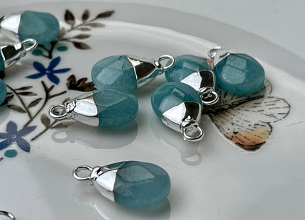One Piece Briolette Teardrop Shape Charms Blue Gray White Colored Jade Ruby Zoisite Gemstone Pendant for Jewelry Making #CR0052