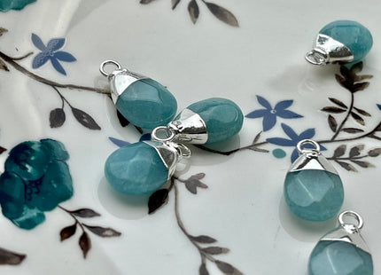 One Piece Briolette Teardrop Shape Charms Blue Gray White Colored Jade Ruby Zoisite Gemstone Pendant for Jewelry Making #CR0052