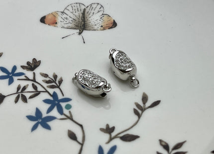 8x12 mm .925 Sterling Silver Clasp With Heart Shape Sterling Silver Finding Clasp Heart Sterling Silver W/CZ Clasps #10269