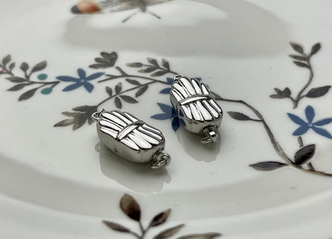 8x15 mm .925 Sterling Silver Clasp With Irregular Pattern Sterling Silver Finding Clasp Sterling Silver Clasps #10273