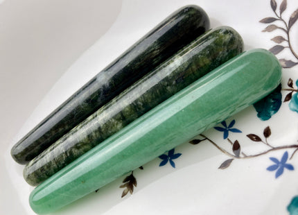 10-20x120 mm Handmade Gua Sha Wand Body And Facial Massage Tool Clear Quartz, Rose Quartz, Southern Jade, Green Aventurine Premium Gemstones