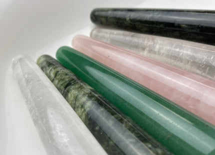 10-20x120 mm Handmade Gua Sha Wand Body And Facial Massage Tool Clear Quartz, Rose Quartz, Southern Jade, Green Aventurine Premium Gemstones