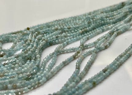 2-2.5 mm Faceted Round Tiny Mixed Multi Blue Aquamarine Gemstone Beads Genuine Natural Aquamarine Loose Beads 13 Inches Strand #4111