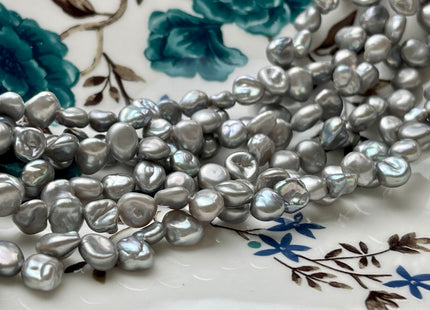5x7-8 mm AA High Luster Silver Gray Keshi Freshwater Pearl Beads Top Drilled Gray Keshi Pearls Dancing Silver Pearl Beads #345