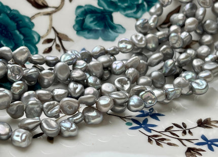 5x7-8 mm AA High Luster Silver Gray Keshi Freshwater Pearl Beads Top Drilled Gray Keshi Pearls Dancing Silver Pearl Beads #345