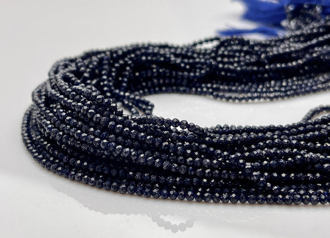 2-2.5 mm Faceted Round Tiny Blue Sandstone Gemstone Beads Genuine Natural Sandstone Loose Beads 13 Inches Strand #4112