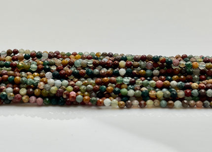 2-2.5 mm Faceted Round Tiny Mixed Multi Green Brown Ocean Jasper Gemstone Beads Genuine Natural Jasper Loose Beads 13 Inches Strand #4115