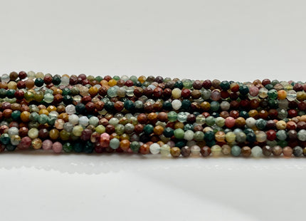 2-2.5 mm Faceted Round Tiny Mixed Multi Green Brown Ocean Jasper Gemstone Beads Genuine Natural Jasper Loose Beads 13 Inches Strand #4115
