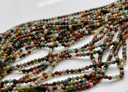 2-2.5 mm Faceted Round Tiny Mixed Multi Green Brown Ocean Jasper Gemstone Beads Genuine Natural Jasper Loose Beads 13 Inches Strand #4115