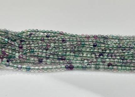 2.5 mm Faceted Round Tiny Mixed Green and Purple Fluorite Gemstone Beads Genuine Natural Fluorite Loose Beads 13 Inches Strand #4116