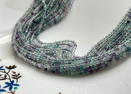 2.5 mm Faceted Round Tiny Mixed Green and Purple Fluorite Gemstone Beads Genuine Natural Fluorite Loose Beads 13 Inches Strand #4116