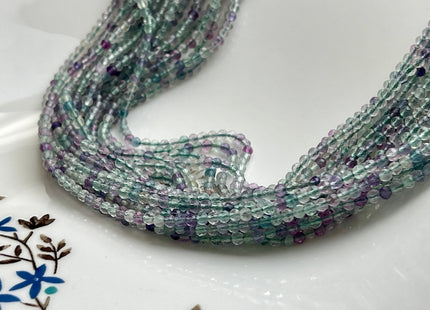 2.5 mm Faceted Round Tiny Mixed Green and Purple Fluorite Gemstone Beads Genuine Natural Fluorite Loose Beads 13 Inches Strand #4116