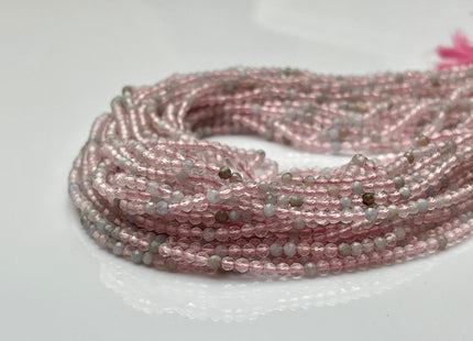 2-2.5 mm Faceted Round Tiny Mixed Pink and Blue Morganite Gemstone Beads Genuine Natural Morganite Loose Beads 13 Inches Strand #4117