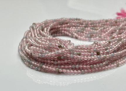 2-2.5 mm Faceted Round Tiny Mixed Pink and Blue Morganite Gemstone Beads Genuine Natural Morganite Loose Beads 13 Inches Strand #4117