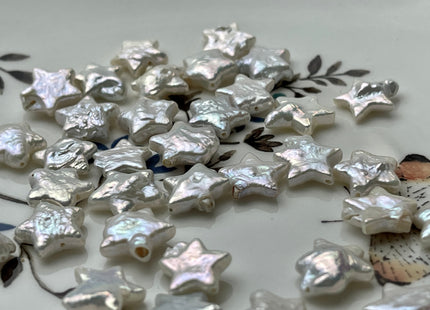 3 Pieces 10-11 mm Rare Natural White Star Flower Shape Genuine Freshwater Pearl Beads Genuine High Luster Limited Edition Beads #P2142