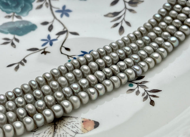 5mm 6mm AA Gray Color Round Button Freshwater Pearl Beads Genuine High Luster Smooth Freshwater Button Pearls #P2149