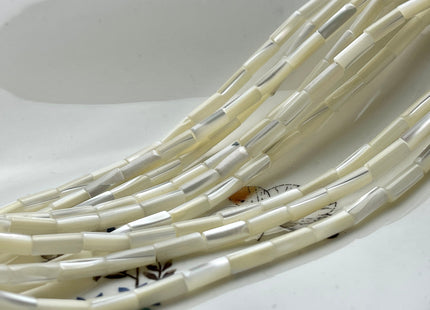 4x8-13 mm Tube Shape Natural Mother of Pearl Gemstone Beads Genuine White Mother of Pearl MOP Gemstones Loose Beads 15.5 Inches Strand #4118