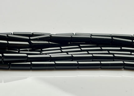4x12-13 mm Tube Shape Natural Onyx Gemstone Beads Genuine Black Onyx Gemstones Loose Beads 15.5 Inches Strand #4119