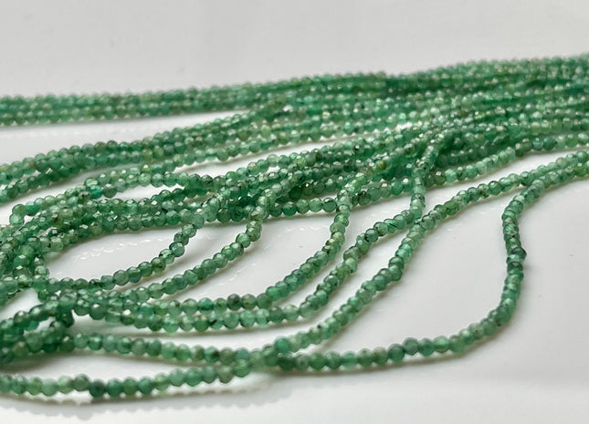 2mm AAA Natural Faceted Round Green Emerald Gemstone Beads Genuine Top Quality Emerald Tiny Gemstone Bead 13 inches Strand #4121