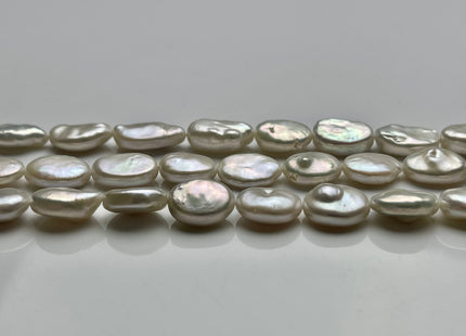 10x14-15 mm AAA Natural Freshwater Pearl Oval Coin Cultured Genuine Coin Pearl High Luster White Oval Pearl Bead #144