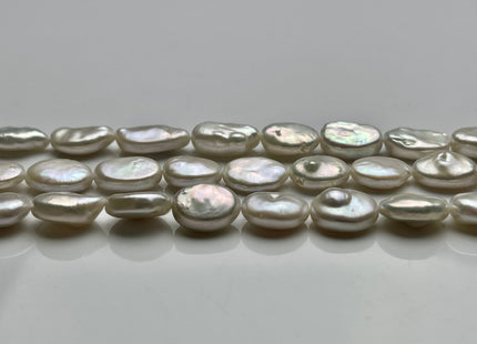10x14-15 mm AAA Natural Freshwater Pearl Oval Coin Cultured Genuine Coin Pearl High Luster White Oval Pearl Bead #144