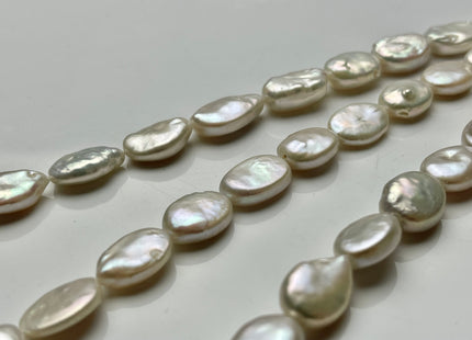10x14-15 mm AAA Natural Freshwater Pearl Oval Coin Cultured Genuine Coin Pearl High Luster White Oval Pearl Bead #144