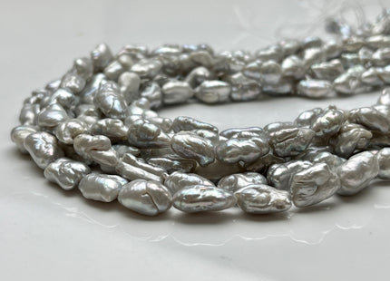 8x12 mm Silver Gray Keshi Biwa Freshwater Pearl Beads Genuine Rice Nugget Keshi Freshwater Pearl 33 Pieces #P2154