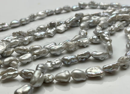 8x12 mm Silver Gray Keshi Biwa Freshwater Pearl Beads Genuine Rice Nugget Keshi Freshwater Pearl 33 Pieces #P2154