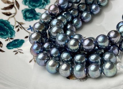 12-15mm AA HalfStrand Large Hole Blue Gray Peacock Color Edison Freshwater Pearl Bead Hole Size 2.2mm Genuine Extra Shiny Edison Pearl #1781