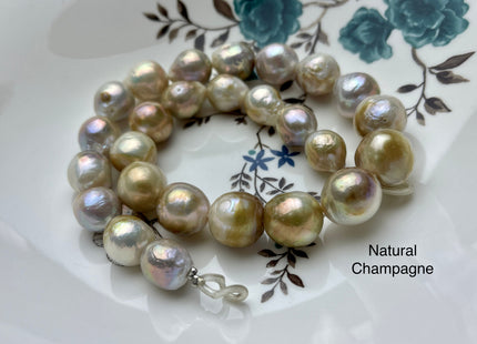 13-15mm AA Jumbo Size Natural White Champagne Baroque Edison Freshwater Pearl Beads Genuine Rare High Luster Baroque Edison Pearls #P2161
