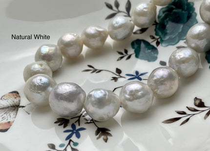 13-15mm AA Jumbo Size Natural White Champagne Baroque Edison Freshwater Pearl Beads Genuine Rare High Luster Baroque Edison Pearls #P2161