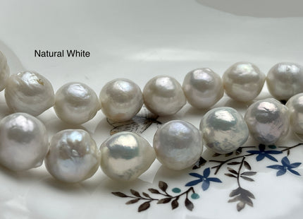 13-15mm AA Jumbo Size Natural White Champagne Baroque Edison Freshwater Pearl Beads Genuine Rare High Luster Baroque Edison Pearls #P2161