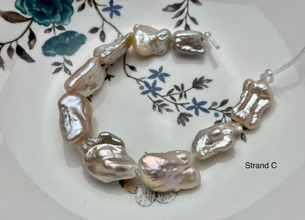 15x20-25 mm AA Large Hole Jumbo Biwa Stick Half Strand Freshwater Pearls Hole Size 2.2mm Genuine Freshwater Keshi Biwa Pearl Beads #760