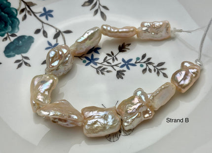 15x20-25 mm AA Large Hole Jumbo Biwa Stick Half Strand Freshwater Pearls Hole Size 2.2mm Genuine Freshwater Keshi Biwa Pearl Beads #760