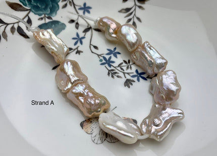 15x20-25 mm AA Large Hole Jumbo Biwa Stick Half Strand Freshwater Pearls Hole Size 2.2mm Genuine Freshwater Keshi Biwa Pearl Beads #760