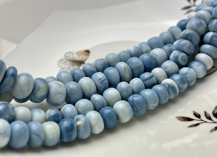 7mm 8mm 9mm 10mm AAA Smooth Rondelle Multi Ice Blue Opal Gemstone Beads Large Hole Genuine Natural Peruvian Opal 8-9 Inches Strand #3534