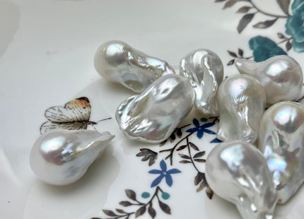 One-Of-A-Kind 15-22x25-33 mm AAAA Jumbo Natural White Baroque Pearl High Luster Top Half Drilled Tear Drop White Baroque Pearl Beads #P2169