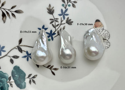 One-Of-A-Kind 15-22x25-33 mm AAAA Jumbo Natural White Baroque Pearl High Luster Top Half Drilled Tear Drop White Baroque Pearl Beads #P2169