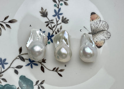 One-Of-A-Kind 15-22x25-33 mm AAAA Jumbo Natural White Baroque Pearl High Luster Top Half Drilled Tear Drop White Baroque Pearl Beads #P2169