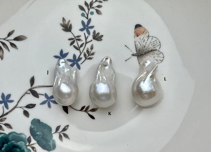 One-Of-A-Kind 15-22x25-33 mm AAAA Jumbo Natural White Baroque Pearl High Luster Top Half Drilled Tear Drop White Baroque Pearl Beads #P2169