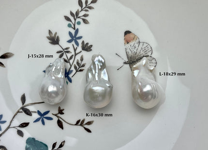 One-Of-A-Kind 15-22x25-33 mm AAAA Jumbo Natural White Baroque Pearl High Luster Top Half Drilled Tear Drop White Baroque Pearl Beads #P2169