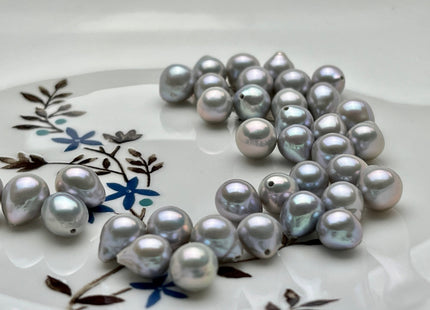 Three Piece AA 7-7.5x8 mm Half Drilled Gray Color Edison Freshwater Pearls Genuine Cultured Edison Pearl For Earring And Pendant #P2171