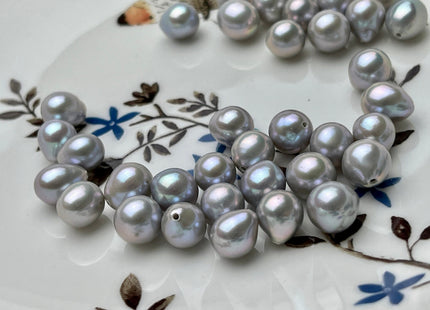 Three Piece AA 7-7.5x8 mm Half Drilled Gray Color Edison Freshwater Pearls Genuine Cultured Edison Pearl For Earring And Pendant #P2171